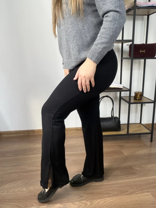 Leginsy Charlie czarne dzwony z rozcięciem