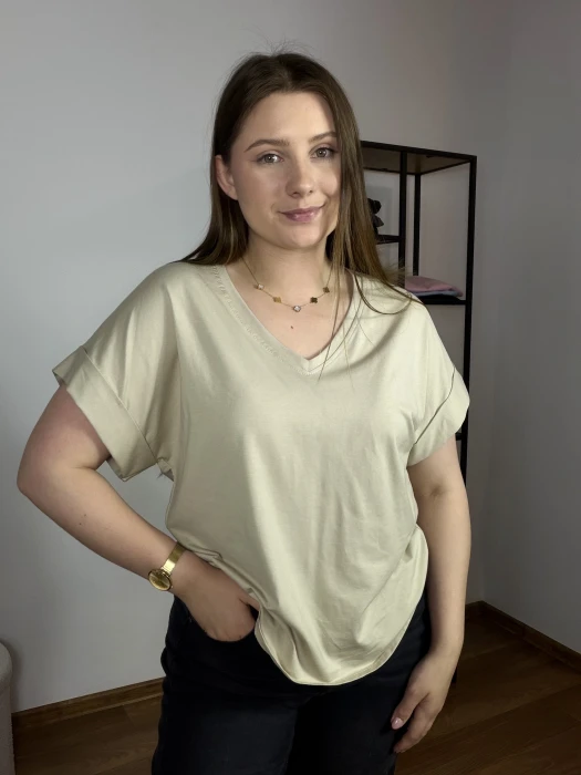 T-shirt Waleria serek beżowy UNI