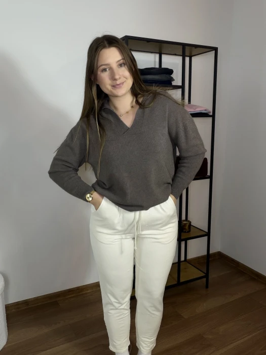 Spodnie joggery Elena kremowe UNI