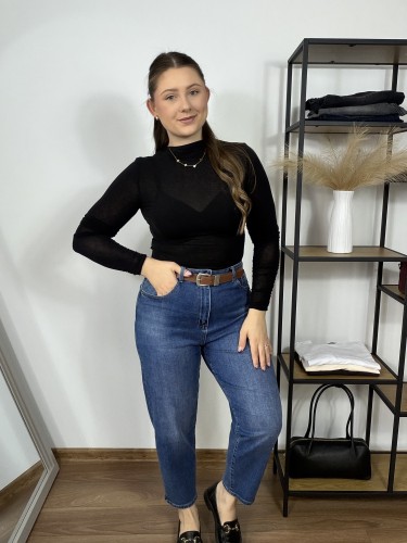 Jeansy mom fit Lucy granatowe