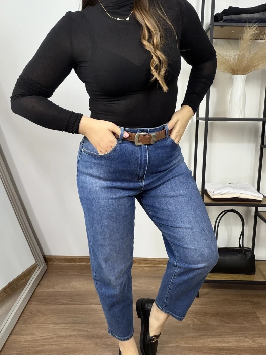 Jeansy mom fit Lucy granatowe