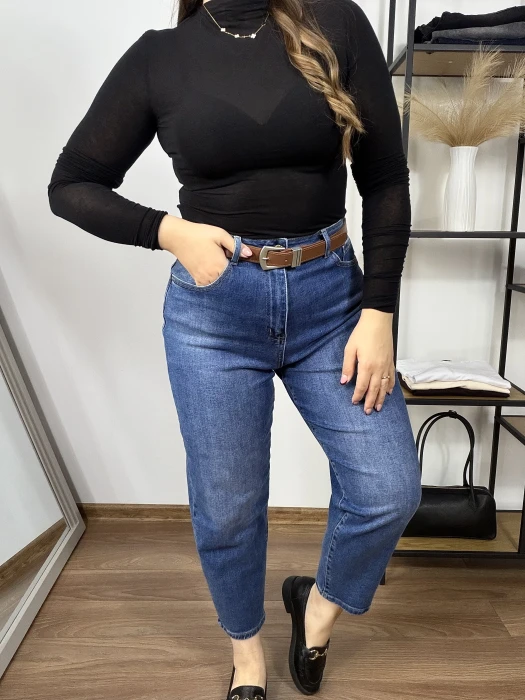 Jeansy mom fit Lucy granatowe