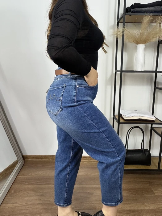 Jeansy mom fit Lucy granatowe