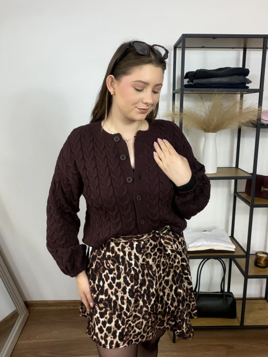 Spódnica mini o kopertowym kroju w panterkowy print Kami UNI