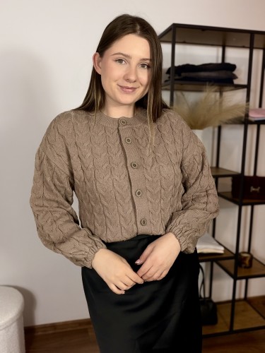 Kardigan Pamela zapinany na guziki beżowy UNI