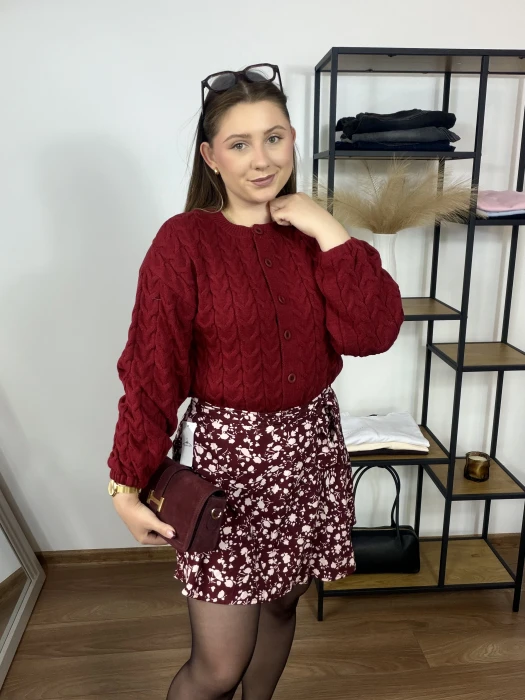 Kardigan Pamela zapinany na guziki czerwony UNI