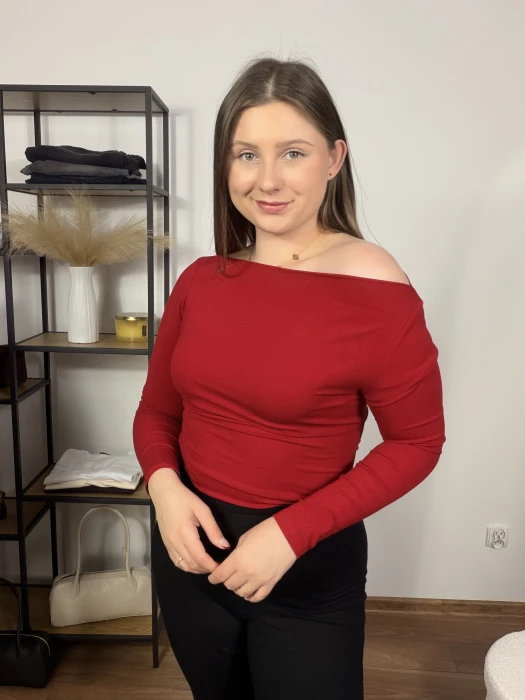Bluzka z długim rękawem Paris czerwona UNI