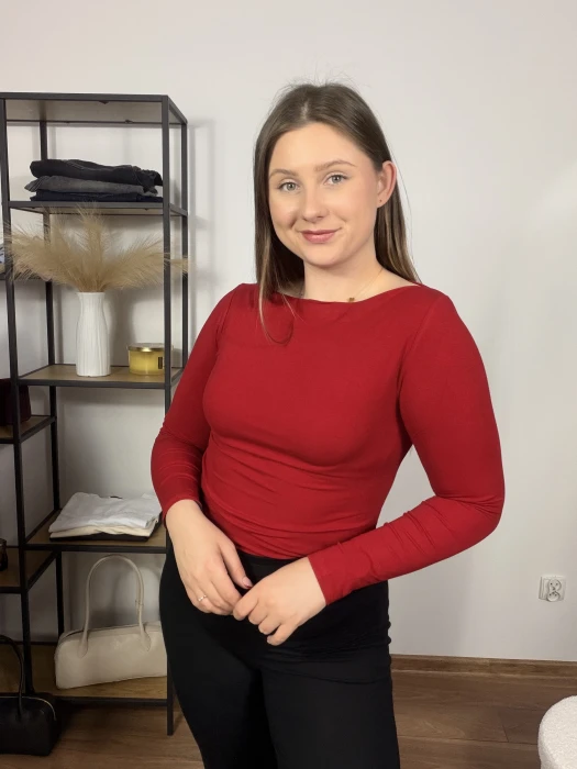 Bluzka z długim rękawem Paris czerwona UNI