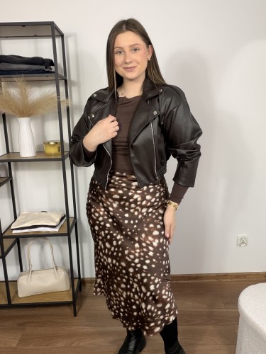 Spódnica Bambi wiskozowa midi brązowa UNI