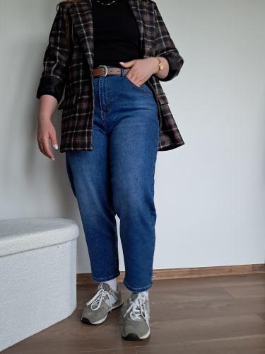 Jeansy mom fit Lucy granatowe UNI