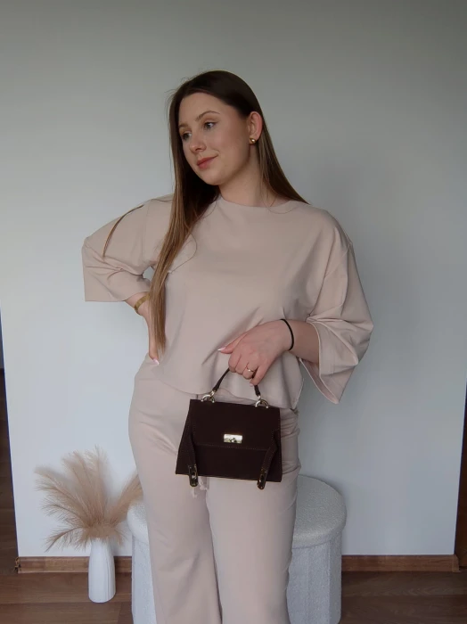 Torebka Lili kuferek brązowy zamszowy