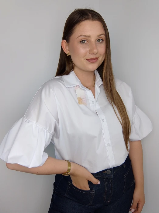 Koszula oversize Renia rękaw 3/4 biała UNI