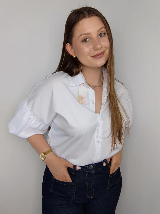 Koszula oversize Renia rękaw 3/4 biała UNI