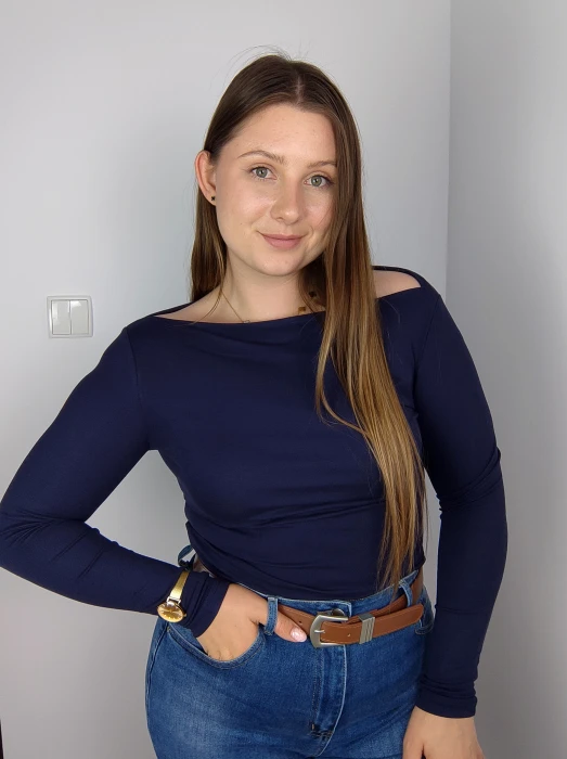 Bluzka z długim rękawem Paris granatowa UNI