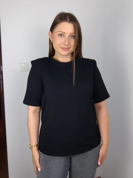 T-shirt damski bawełniany z poduszkami Bocca czarny UNI