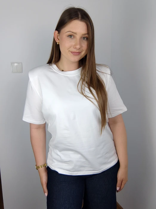 T-shirt damski bawełniany z poduszkami Bocca biały UNI