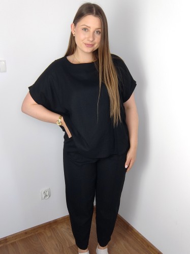 Komplet lniany Elza czarny