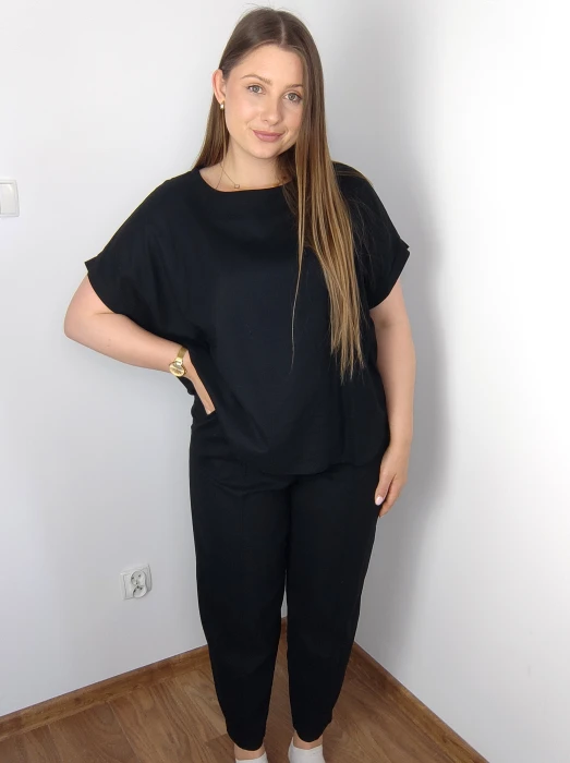 Komplet lniany Elza czarny
