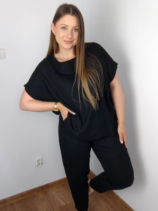 Komplet lniany Elza czarny