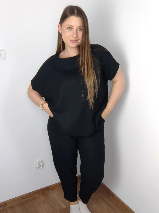 Komplet lniany Elza czarny
