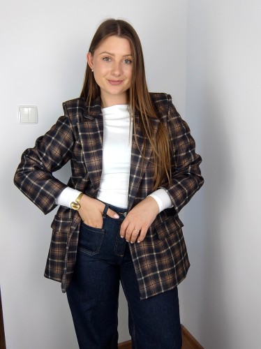 Marynarka Dafne brązowa krata UNI