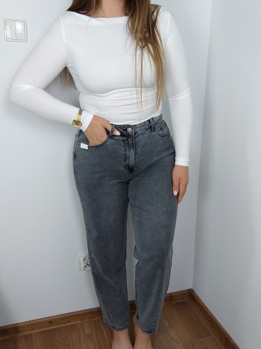 Jeansy mom fit Bianka szare