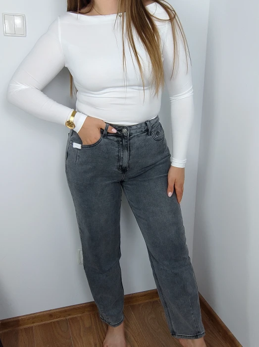 Jeansy mom fit Bianka szare