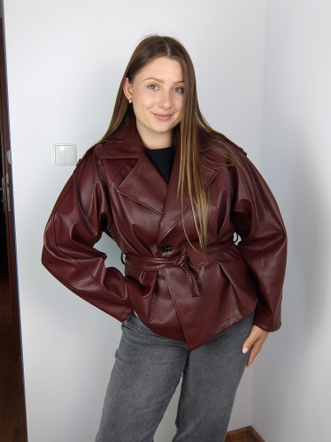 Mini trencz Inez bordowy UNI