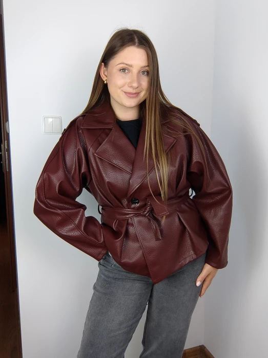 Mini trencz Inez bordowy UNI