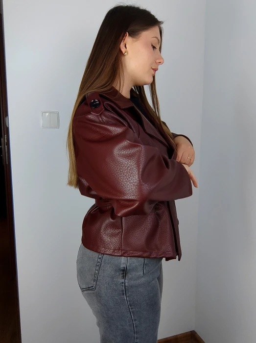 Mini trencz Inez bordowy UNI