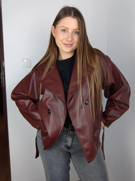 Mini trencz Inez bordowy UNI