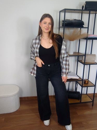 Jeansy Gina czarne wide leg