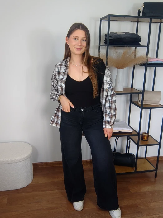 Jeansy Gina czarne wide leg