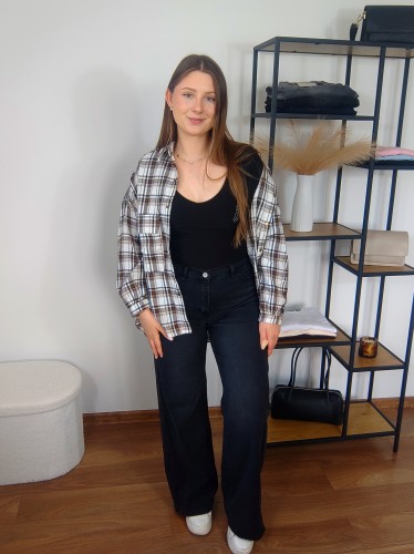 Jeansy Gina czarne wide leg