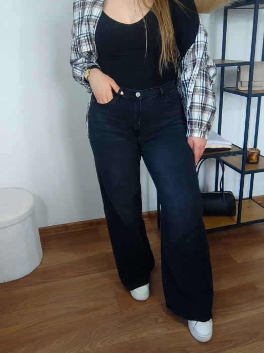 Jeansy Gina czarne wide leg