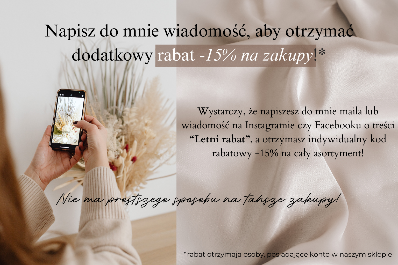 Napisz do mnie wiadomość, a otrzymasz dodatkowy rabat -15%