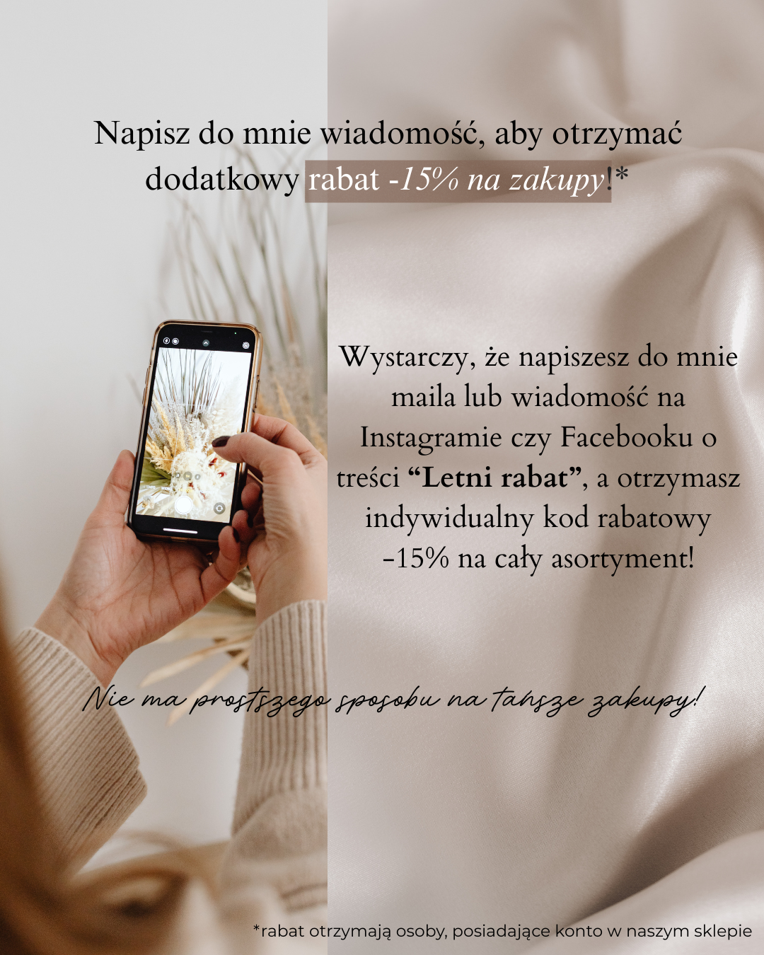 Napisz do mnie wiadomość, a otrzymasz dodatkowy rabat -15%